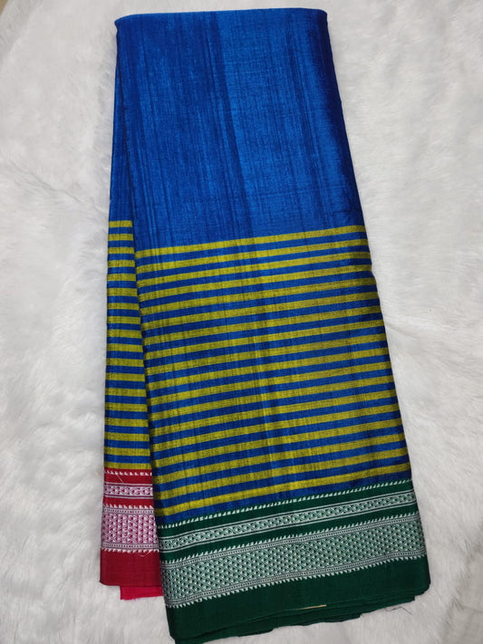 Blue chikki paras border Ilkal Viscose Saree