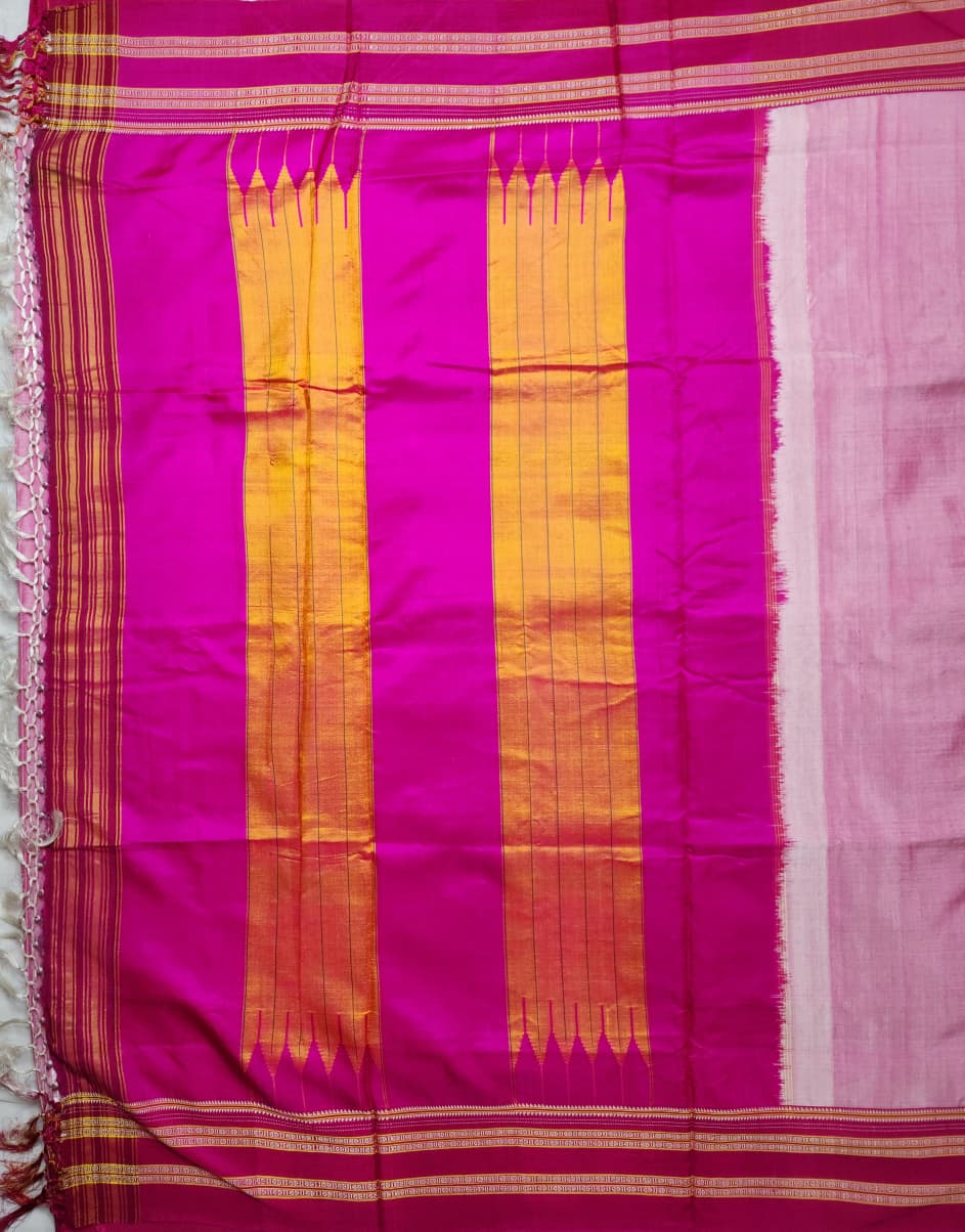 Pink & rani pink gayathri border Ilkal Viscose Saree