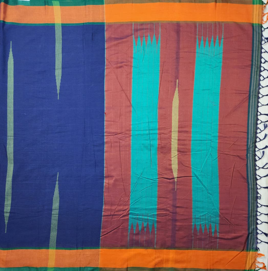 Royal Blue  Cotton Handloom Saree