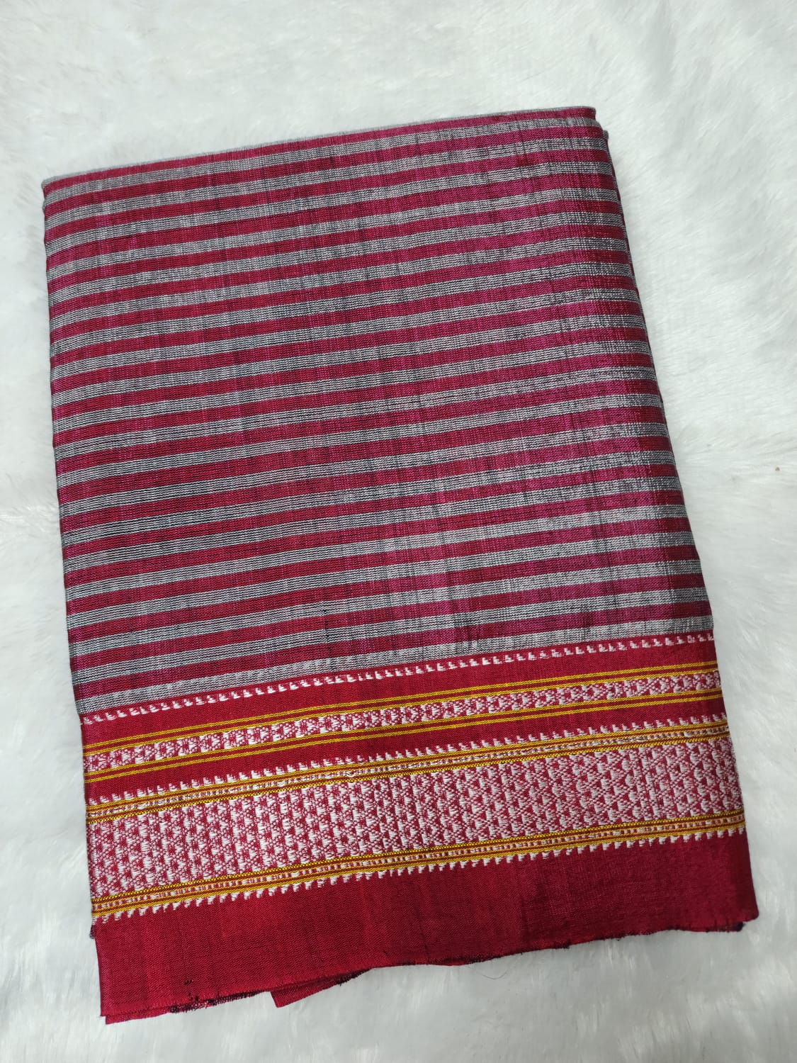 Raspberry Red chikki paras border Ilkal Viscose Saree