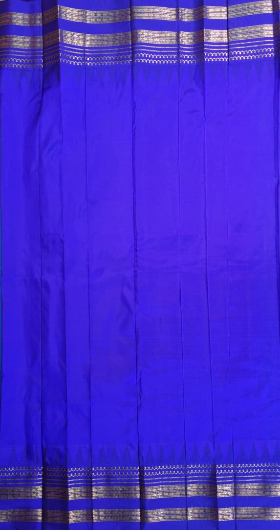 Teal Blue Ilkal Gadwal Pure Silk Saree - Gayathri Edition