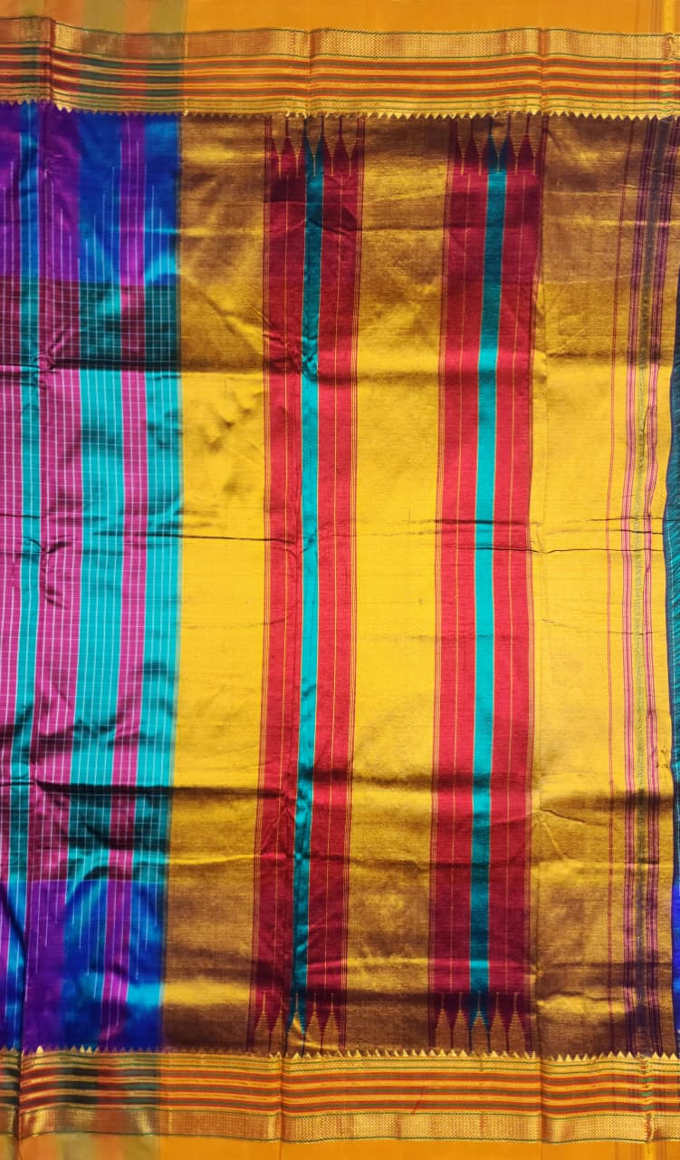 Purple Blue Exclusive 3D Ilkal saree