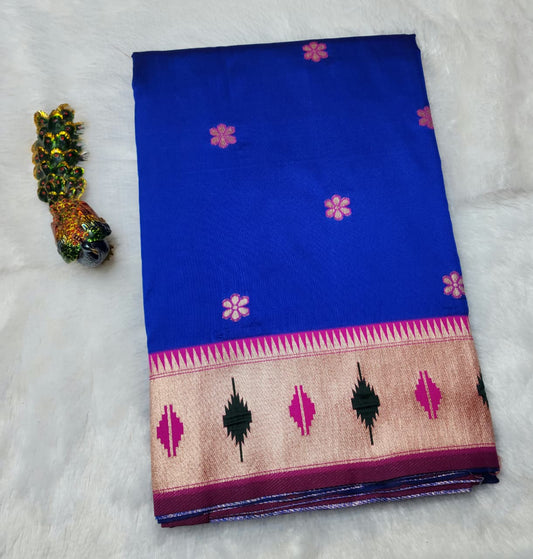 Royal Blue Soft Silk Paithani Saree