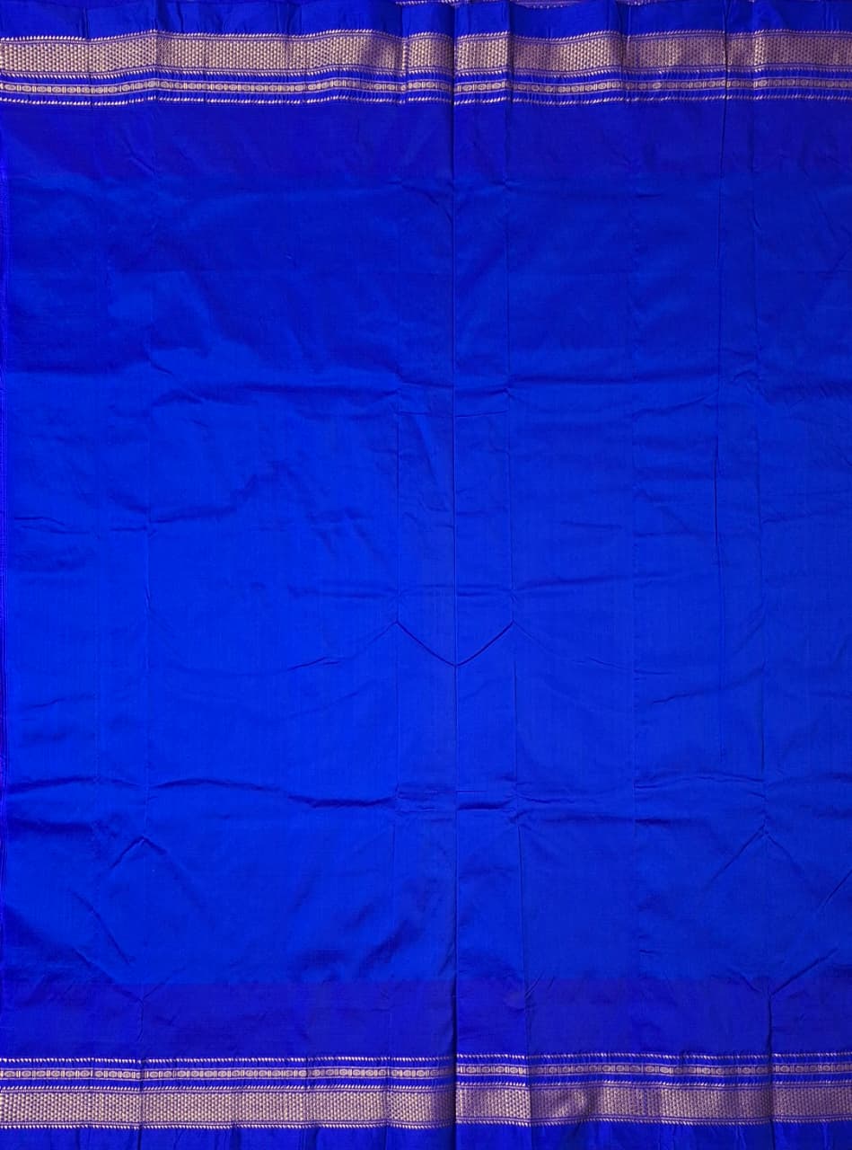 Deep Magenta Ilkal Viscose Silk Saree with Royal Blue Chikki Paras Border