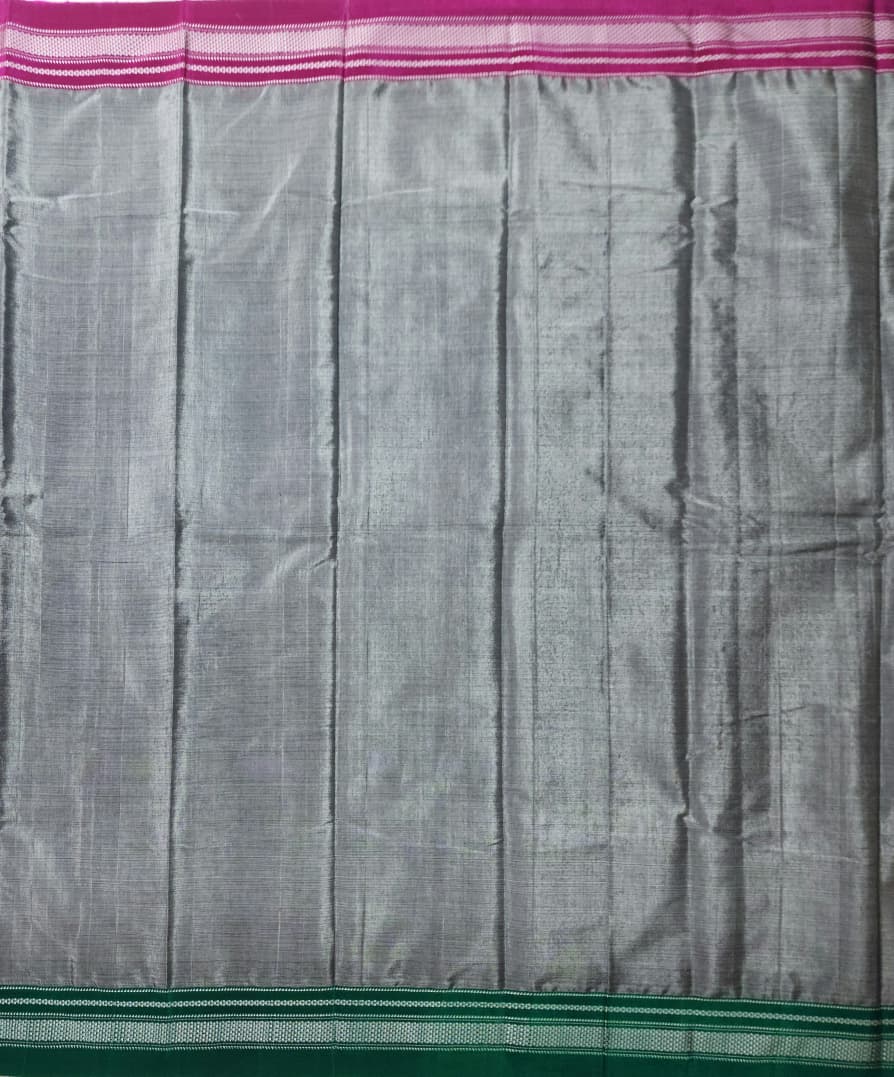 Grey Ilkal Viscose Handloom Saree with Silk Pallu & chikki Paras Border