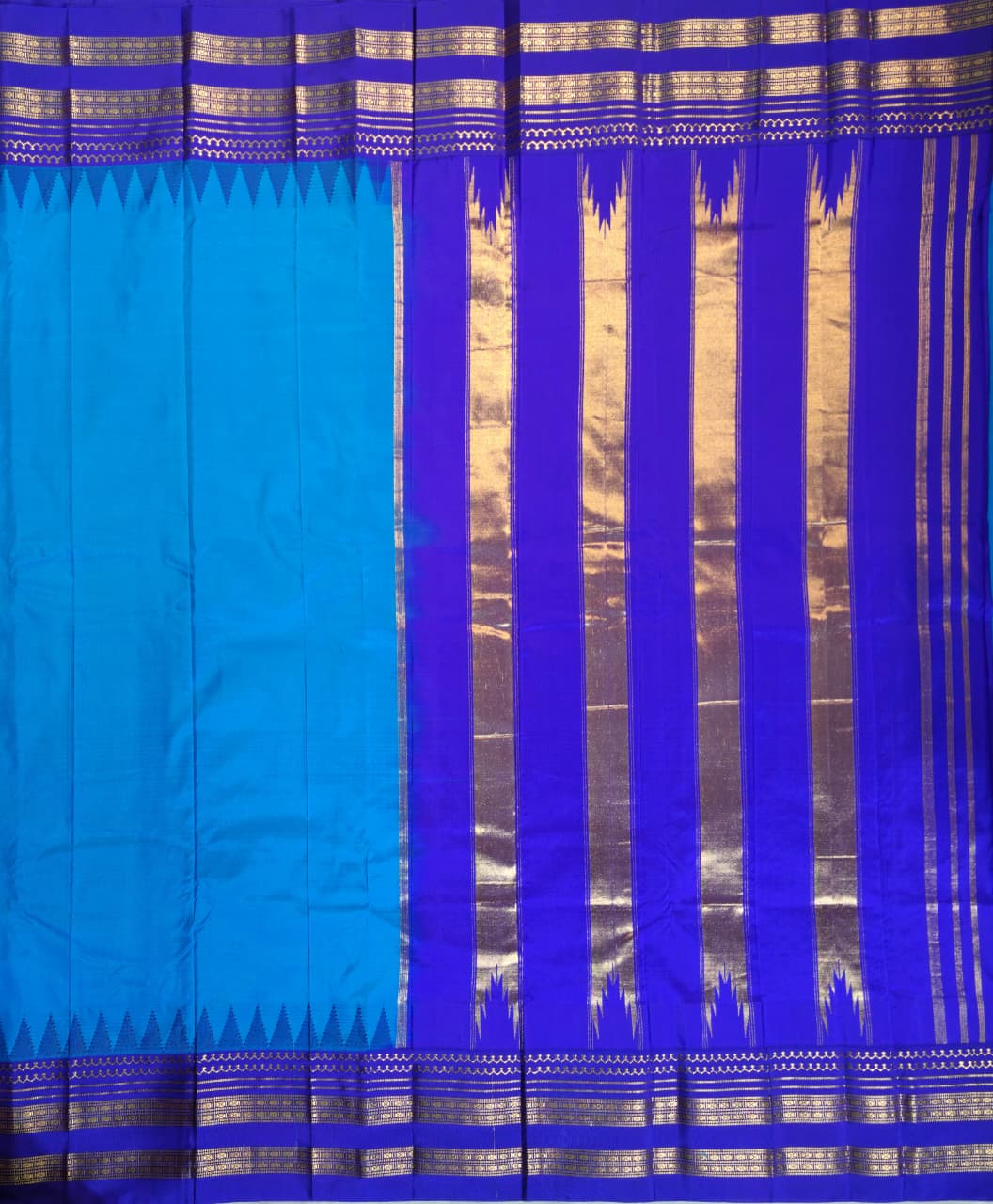 Teal Blue Ilkal Gadwal Pure Silk Saree - Gayathri Edition