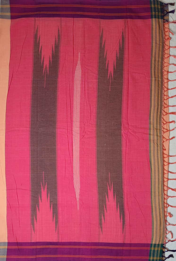 Peach Cotton Handloom Saree