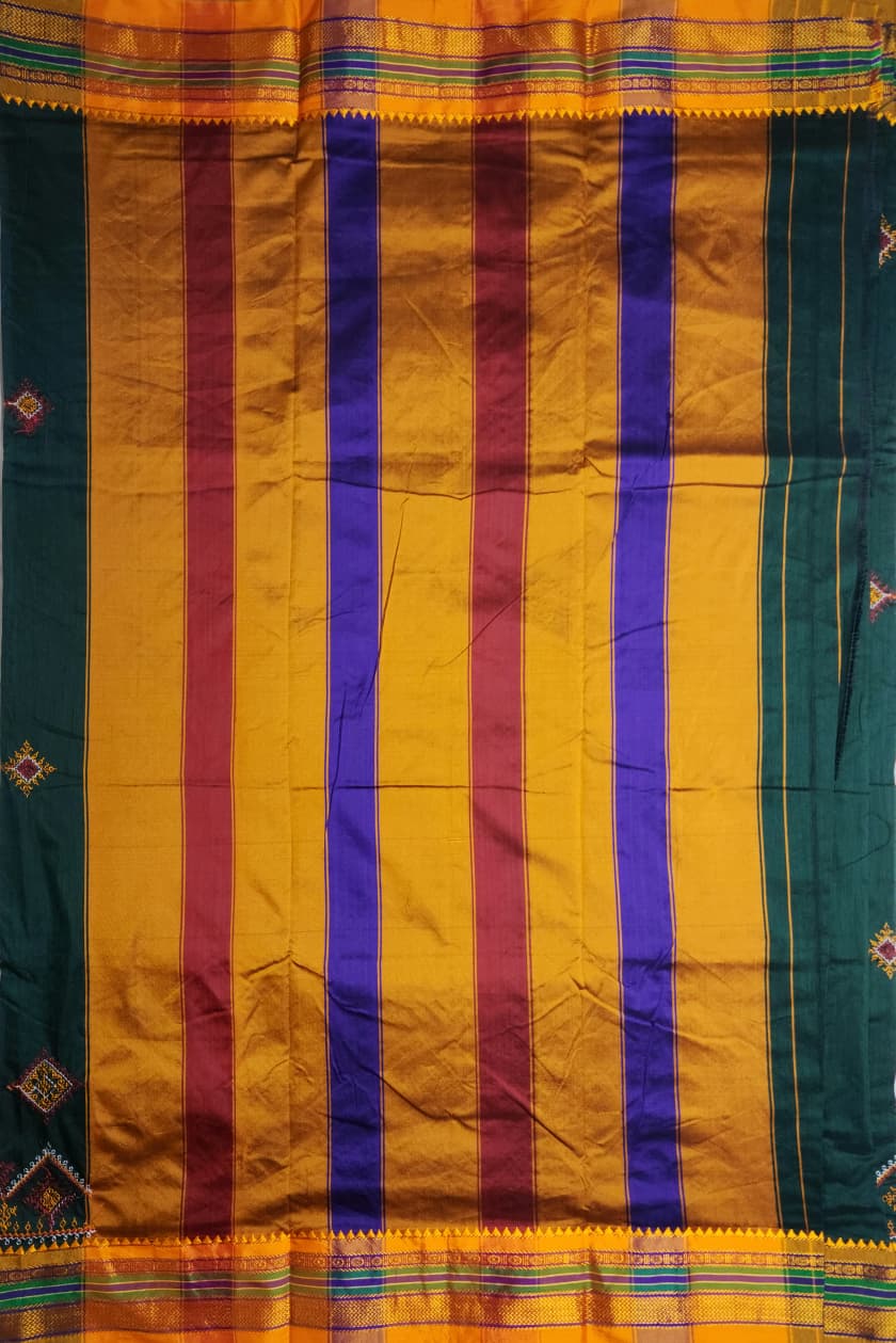Deep Green Ilkal Kasuti Saree