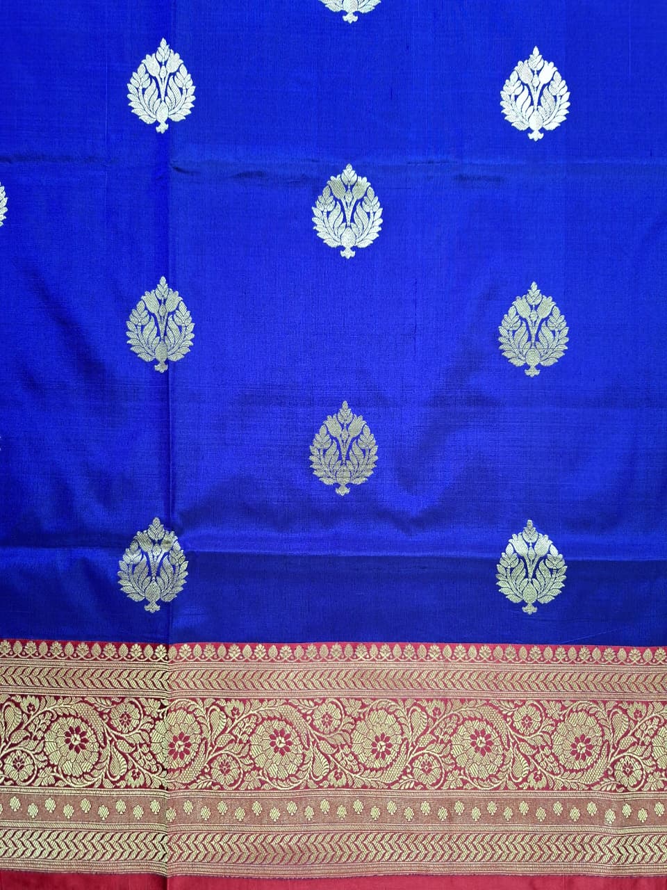 Royal Blue Banarasi Silk Saree with Gold Zari Motifs