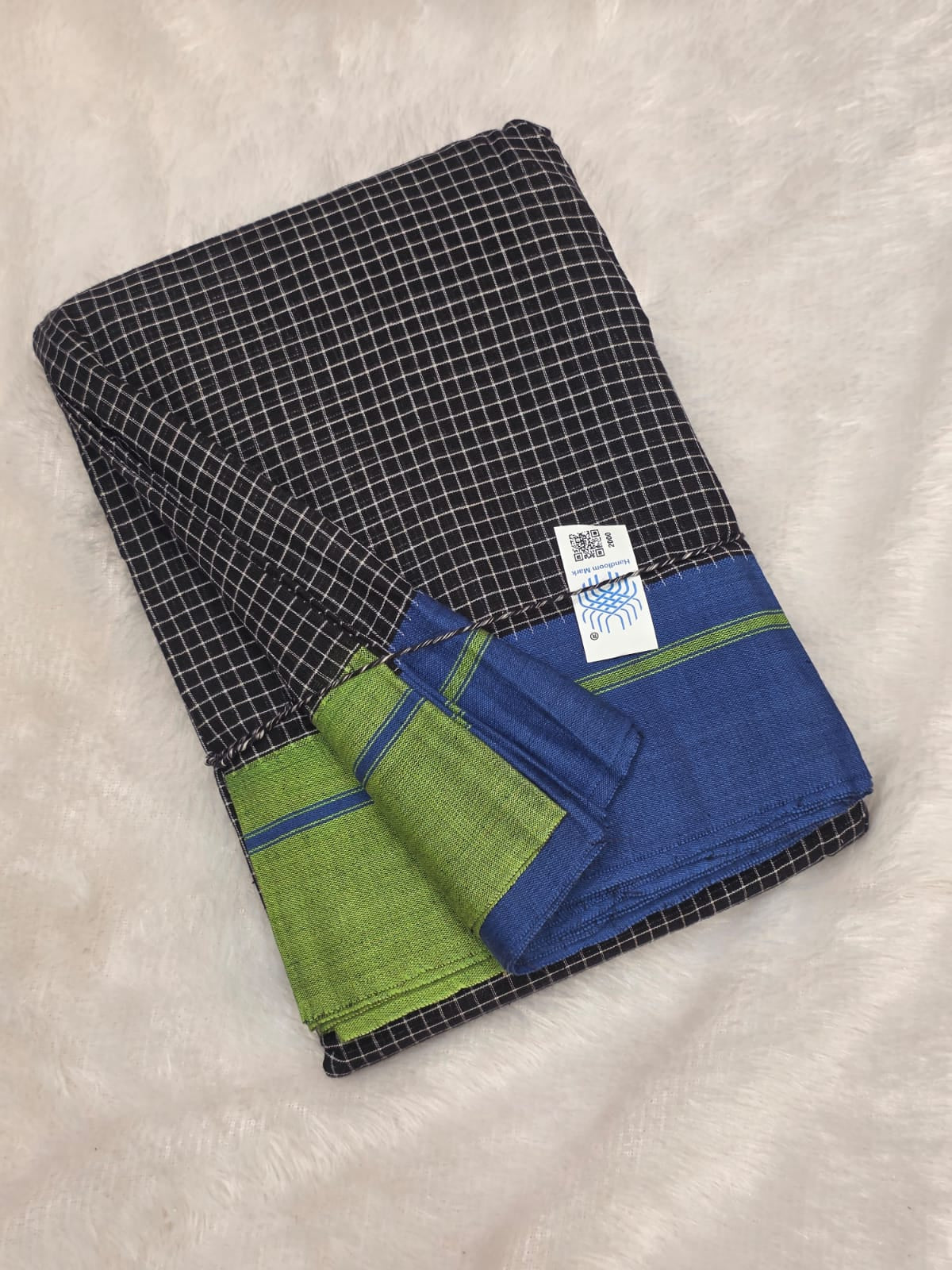 Black-Blue Green Ilkal handloom Patteda Anchu Saree
