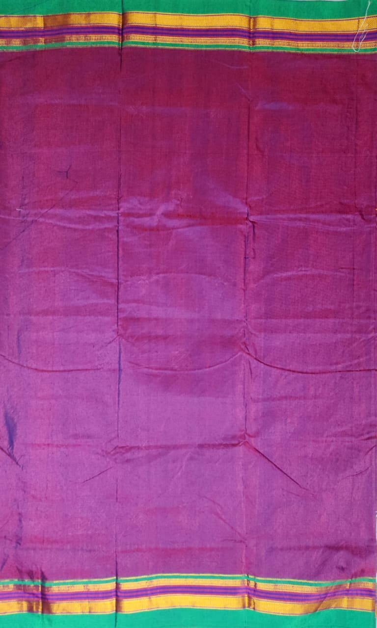 Wine Purple Mustard  Ilkal Kasuti Cotton Saree