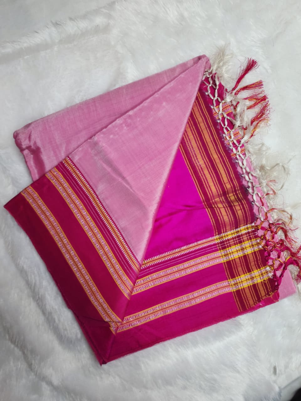 Pink & rani pink gayathri border Ilkal Viscose Saree