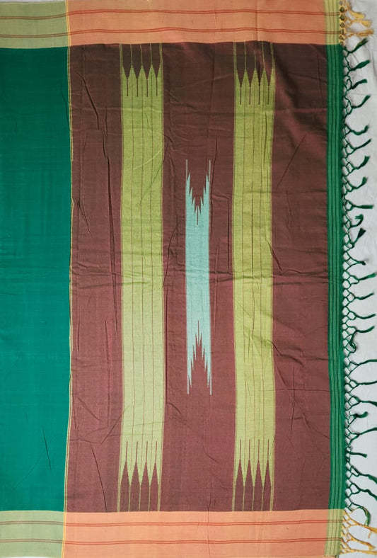 Bottle Green Cotton Handloom Saree