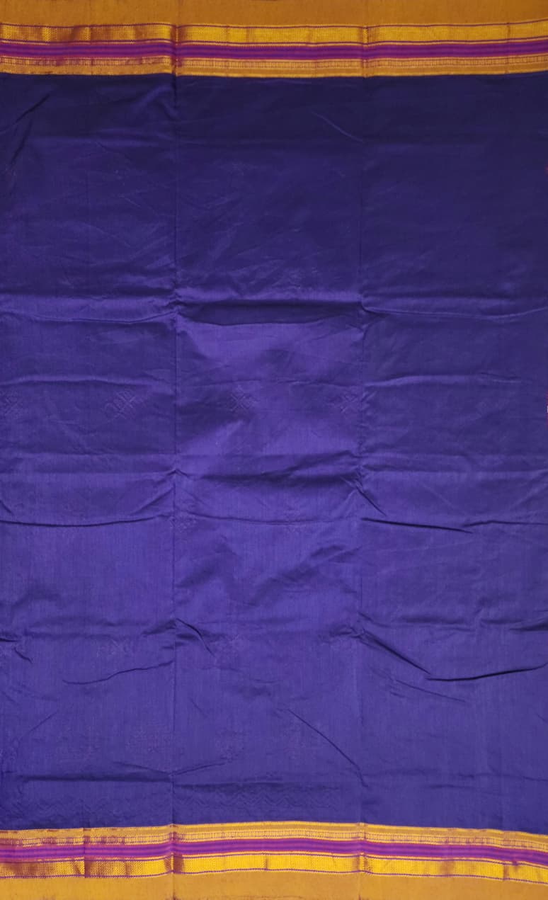 Royal Blue Mustard  Ilkal Kasuti Cotton Saree