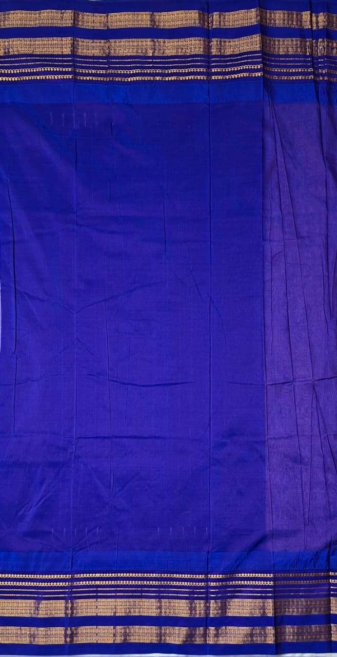 Blush Pink Big Checks Ilkal Saree with Royal Blue Big Border