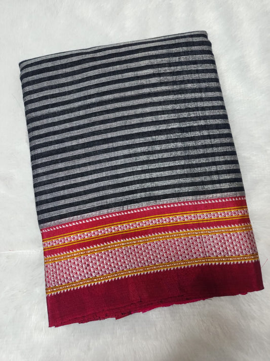 Graphite Black chikki paras border Ilkal Viscose Saree