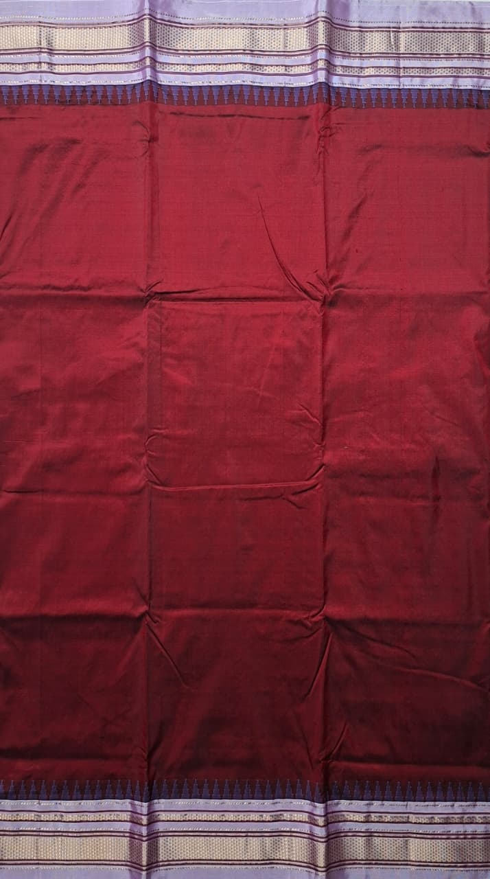 Maroon-Lilac Ilkal Silk