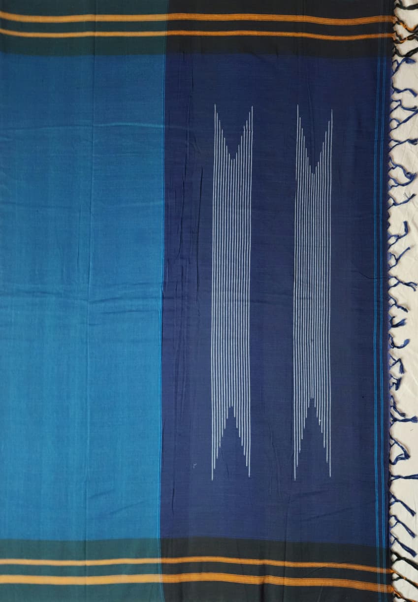 Denim Blue Cotton Handloom Saree