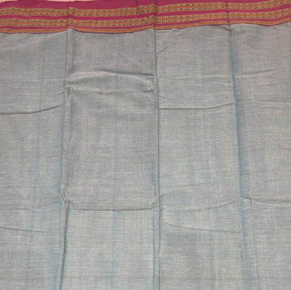 Sky Blue-Pink Ilkal handloom Patteda Anchu-Gayatri Border
