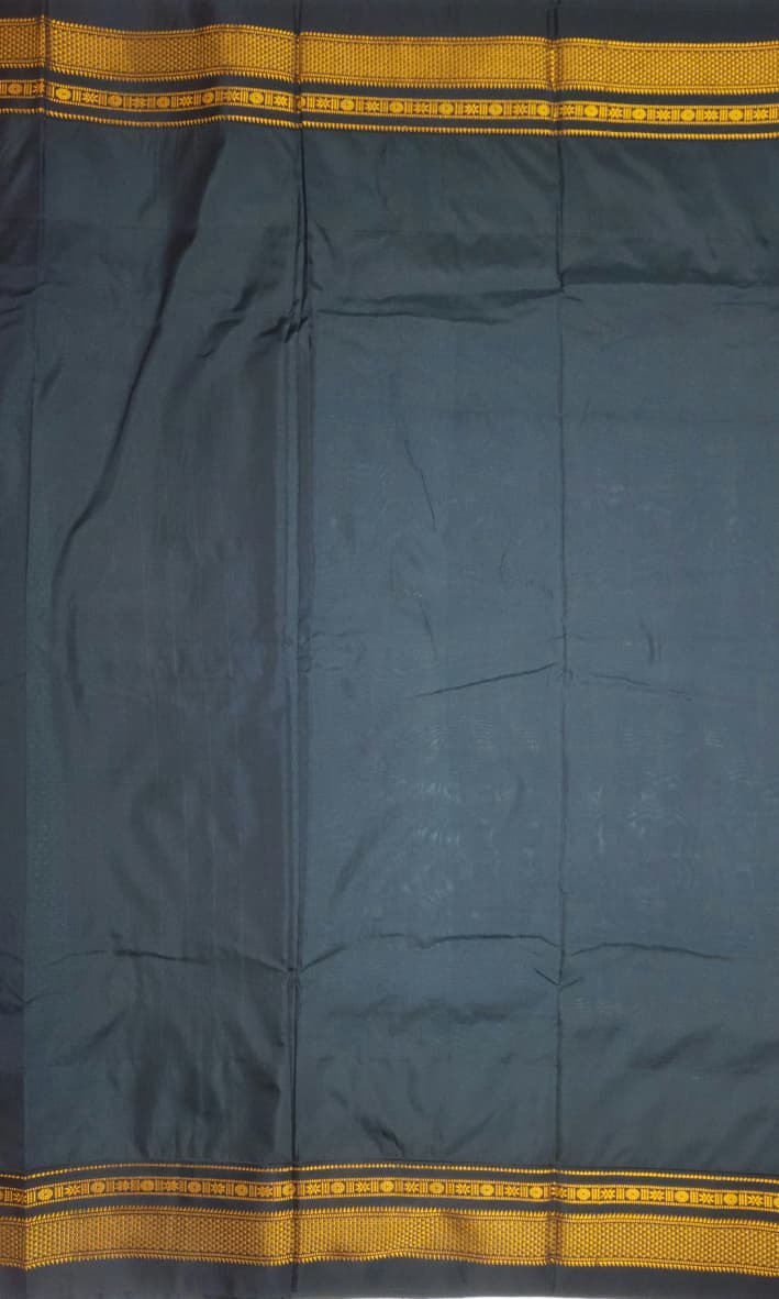 Aqua Blue & Black Contrast Silk Saree