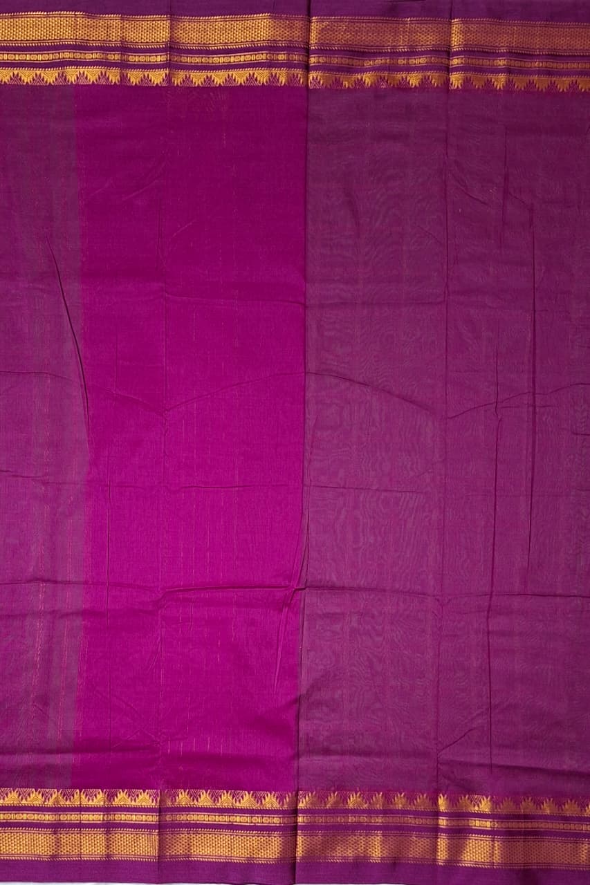 Parrot Green & Purple  Big Jari Checks Ilkal Saree
