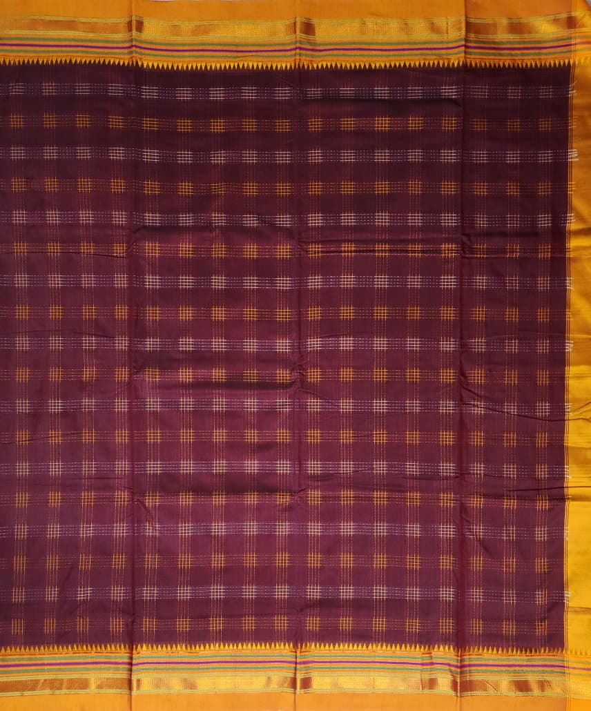 Wine Maroon Half Silk Ilkal Saree