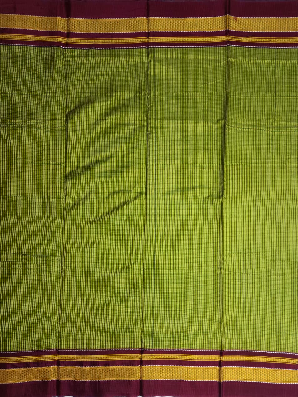 Green–Yellow Small Checks Ilkal Cotton Saree
