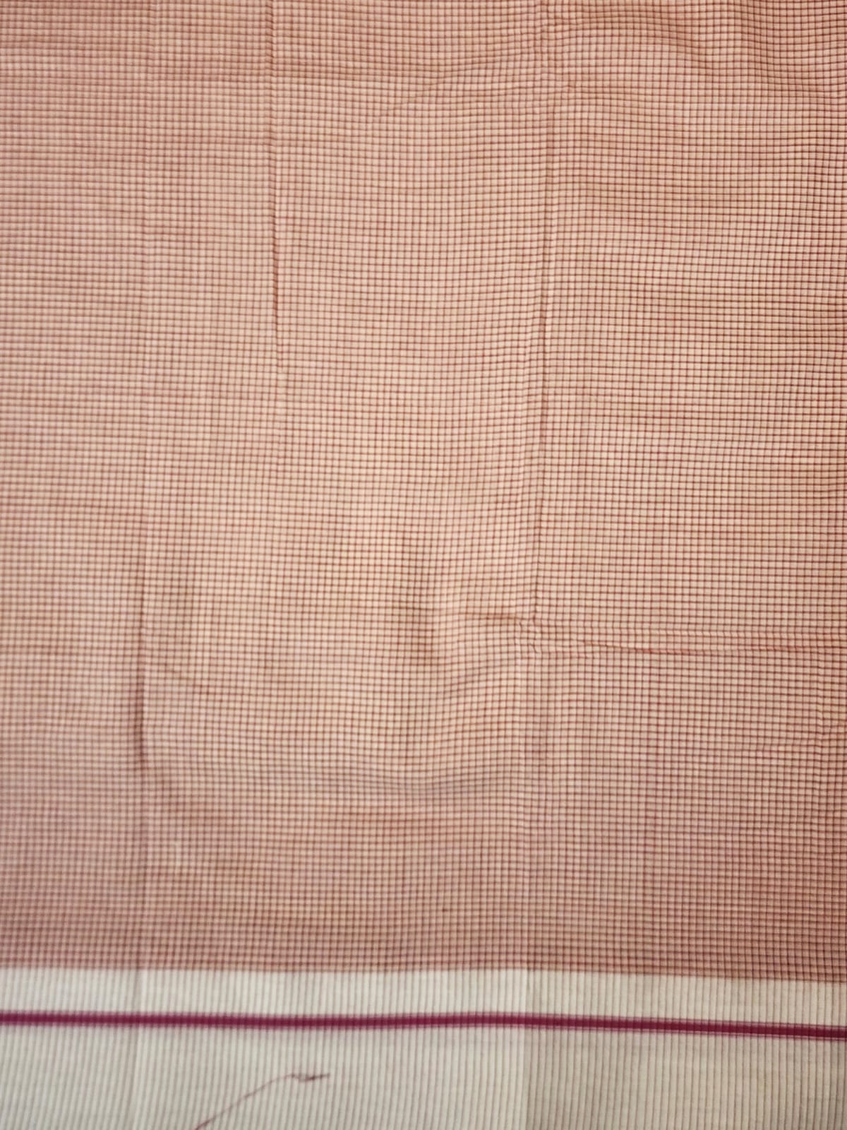 Peach Checks Patteda Anchu Ilkal Saree