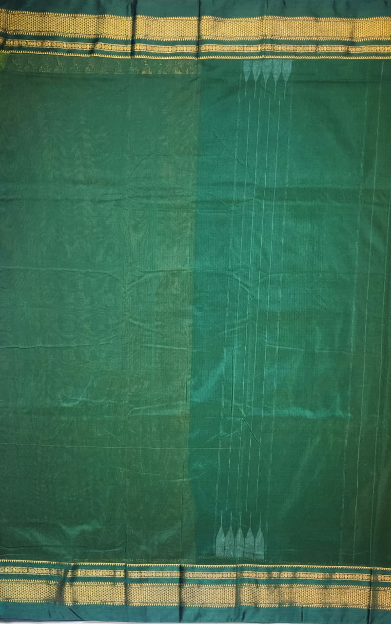 Earthy Brown Ilkal Tana Anjali Butta Cotton Saree with Temple Zari Border