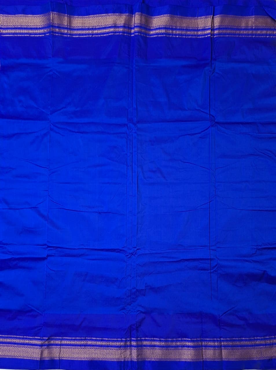 Rose Gold Ilkal Viscose Silk Saree with Royal Blue Chikki Paras Border