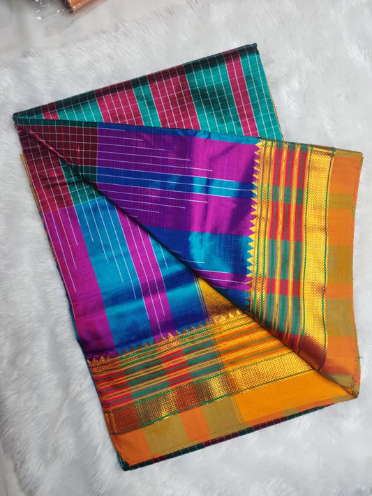 Purple Blue Exclusive 3D Ilkal saree