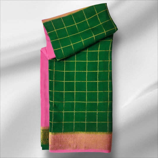 Peacock Green Mysore Silk Saree