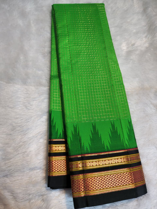 Emerald Green Ilkal Gadwal Pure Silk Saree - Malabar Edition