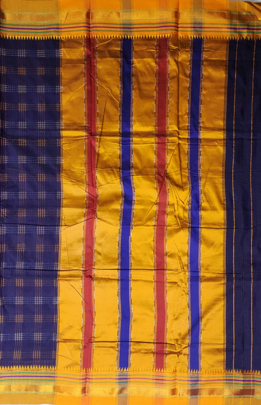 Indigo Blue Half Silk Ilkal Saree
