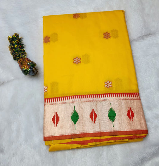 Radiant Yellow Soft Silk Paithani Saree