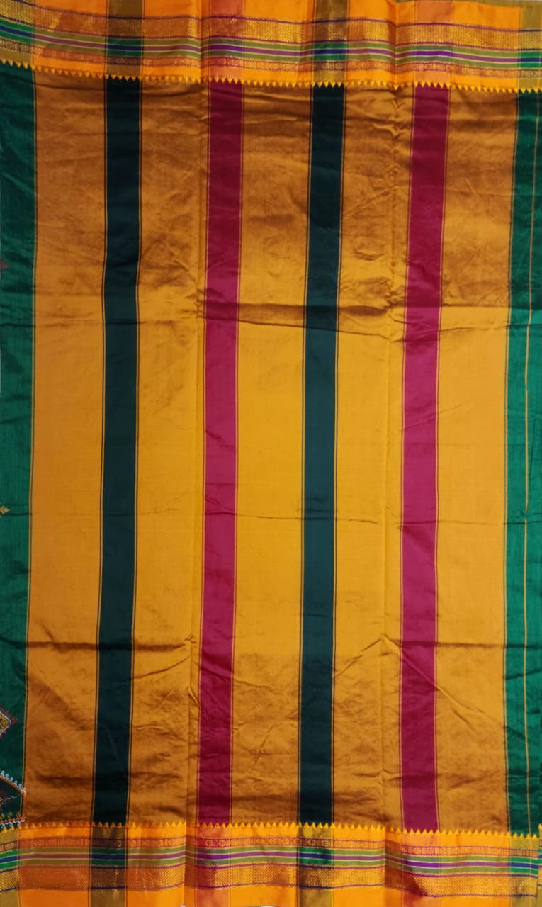 Emerald Green Ilkal Kasuti Saree with Traditional Zari Border