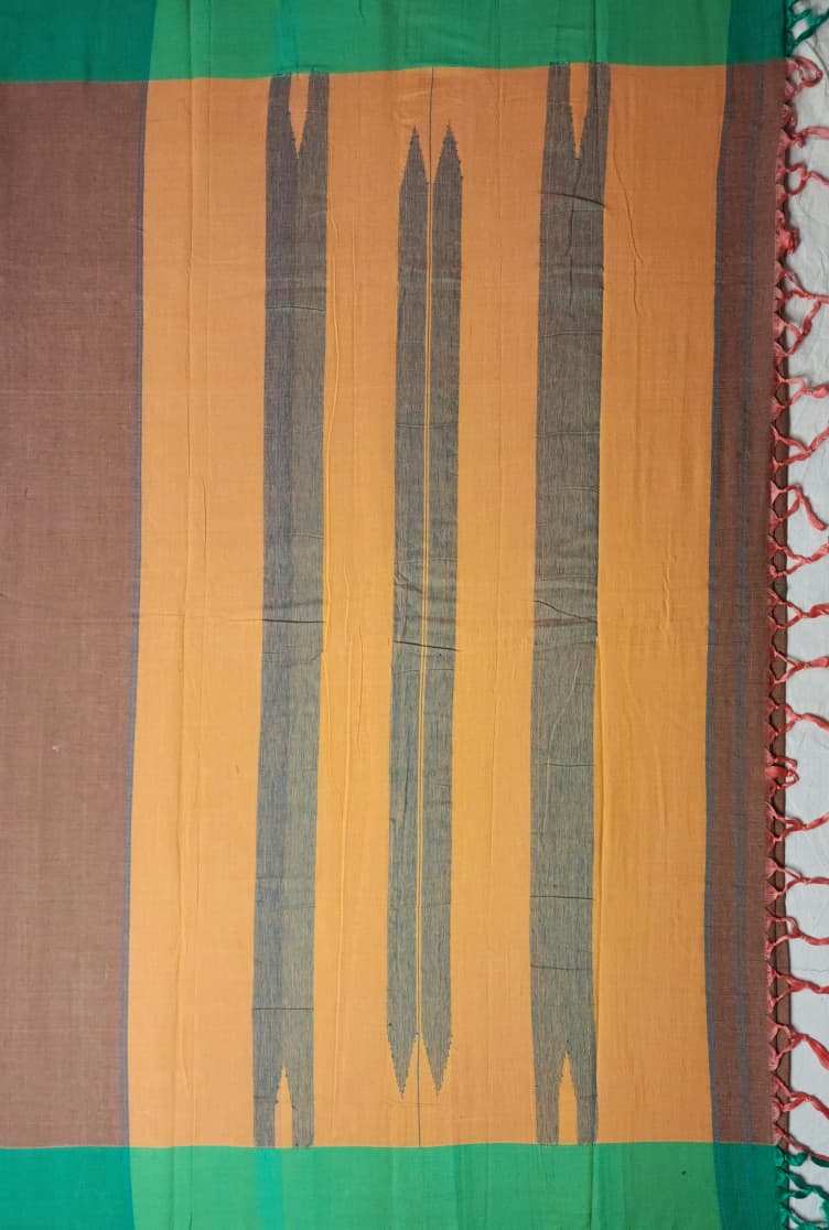 Rust Brown Cotton Handloom Saree