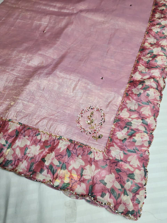Pink Fancy Embroidered  Saree