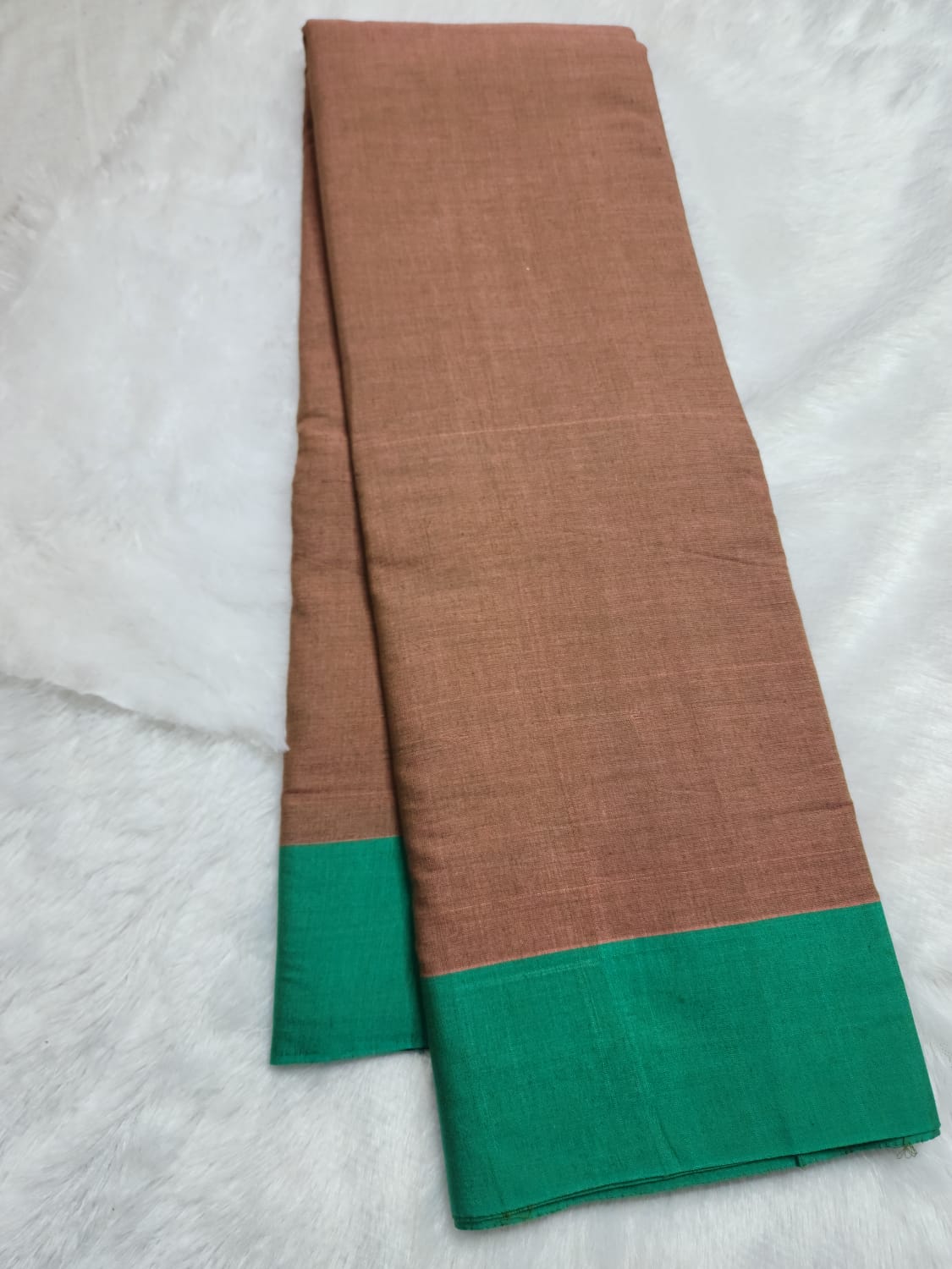 Rust Brown Cotton Handloom Saree