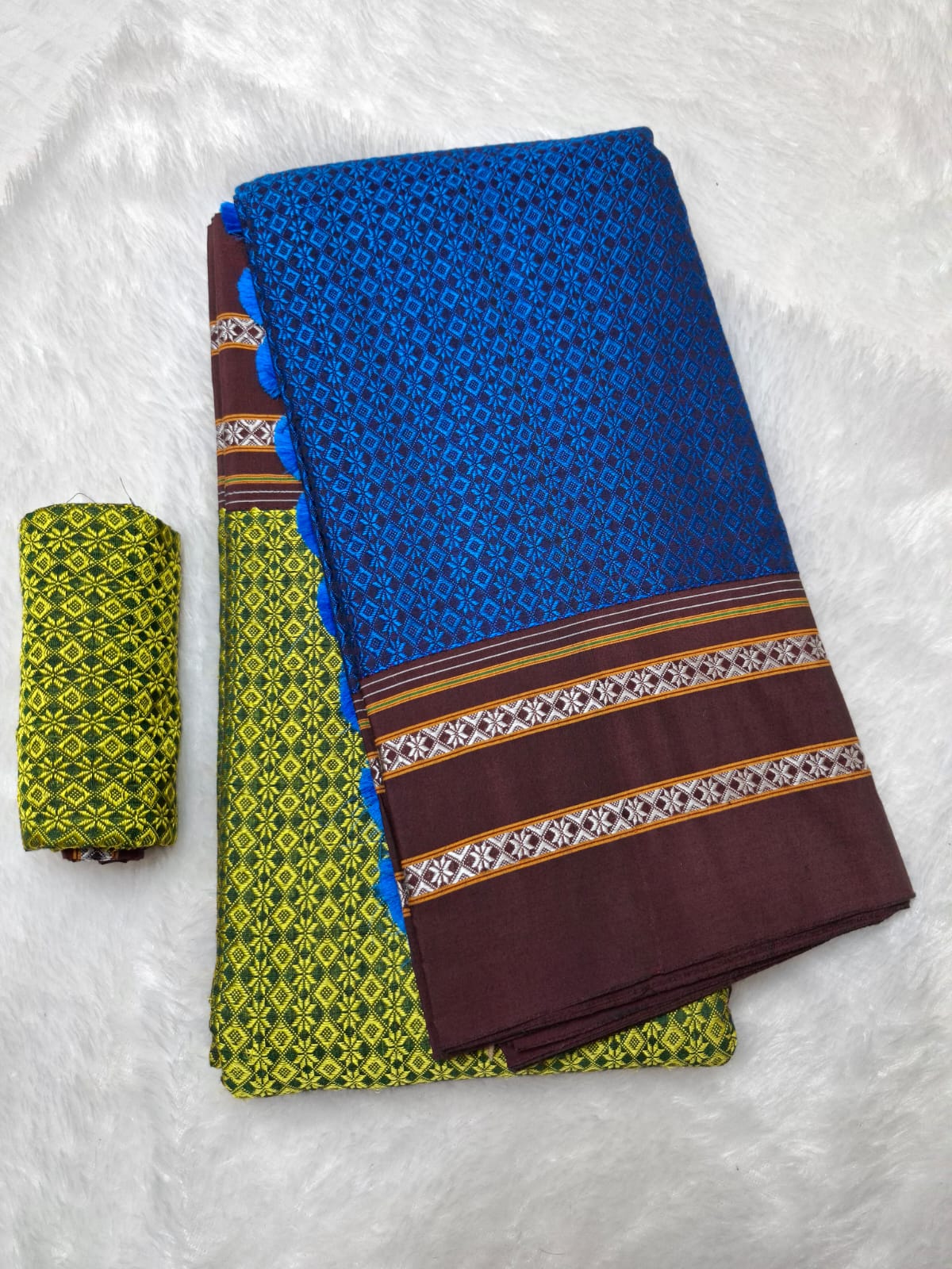 blue green Ilkal Khun 3D Saree