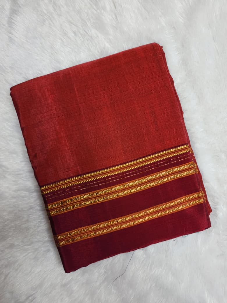 Red Maroon gayathri border Ilkal Viscose Saree