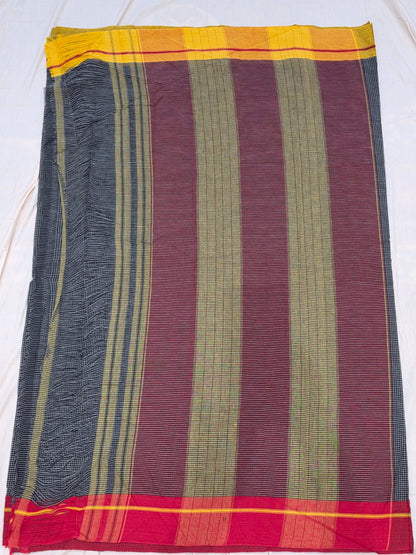 Black-Red Yellow Ilkal handloom Patteda Anchu Saree