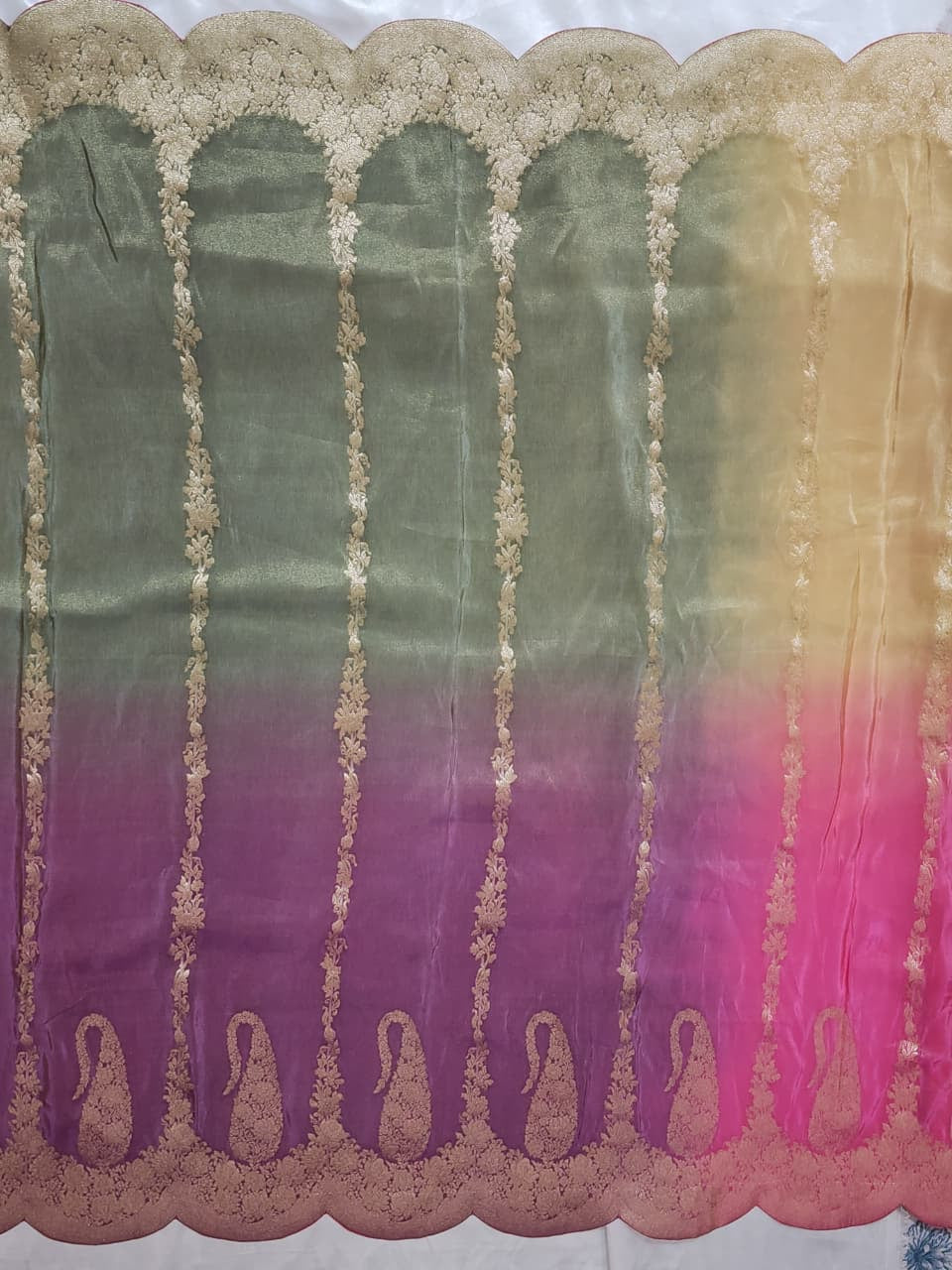 Pink 4-shaded Designer Saree