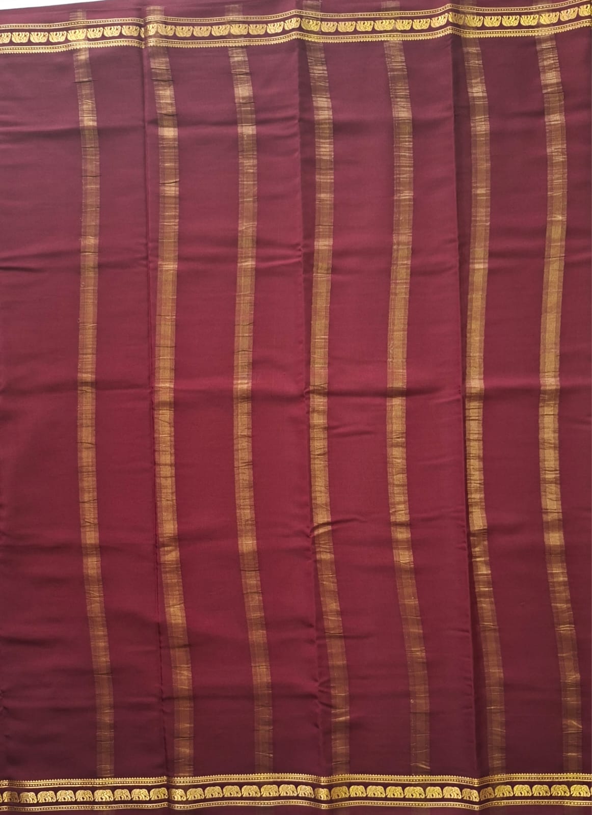 brown mysore crepe pure silk with elephant border
