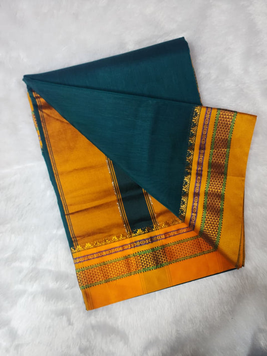 Deep teal green Ilkal Saree