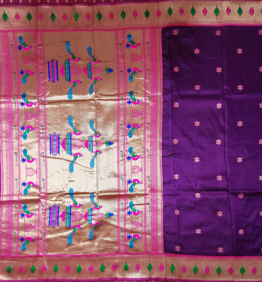 Magenta Pink Soft Silk Paithani Saree