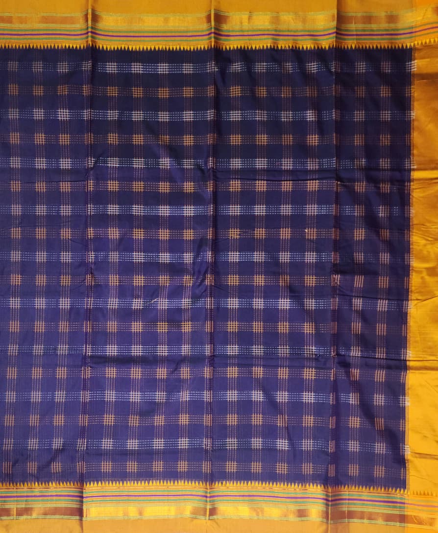 Indigo Blue Half Silk Ilkal Saree
