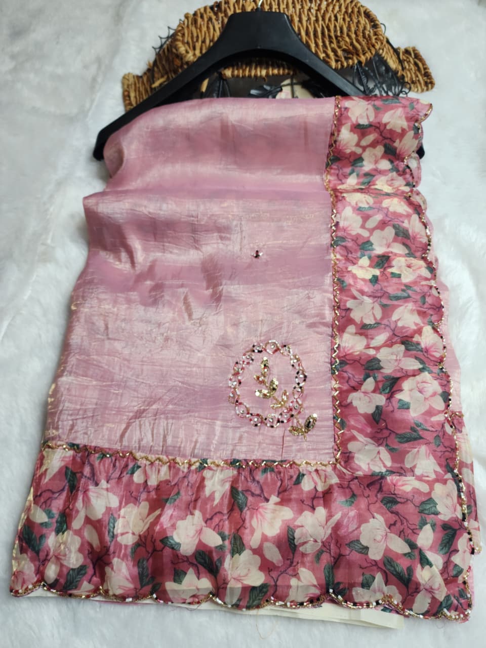Pink Fancy Embroidered  Saree