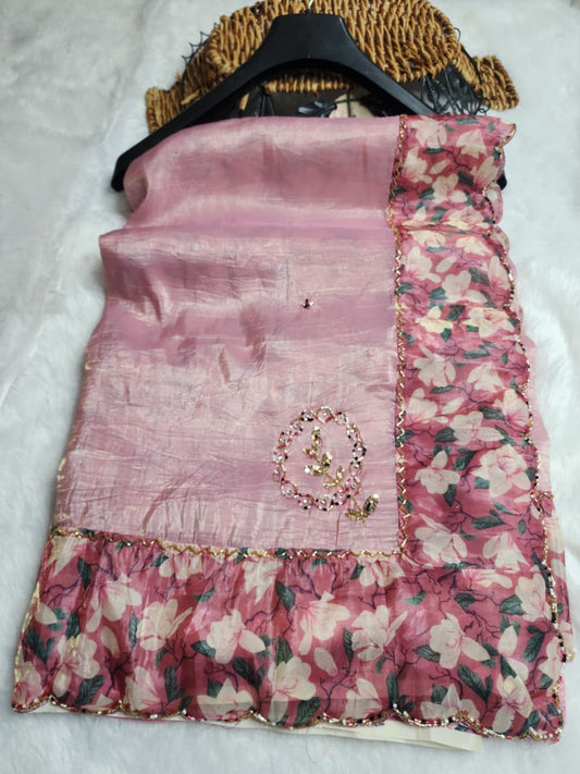 Pink Fancy Embroidered  Saree