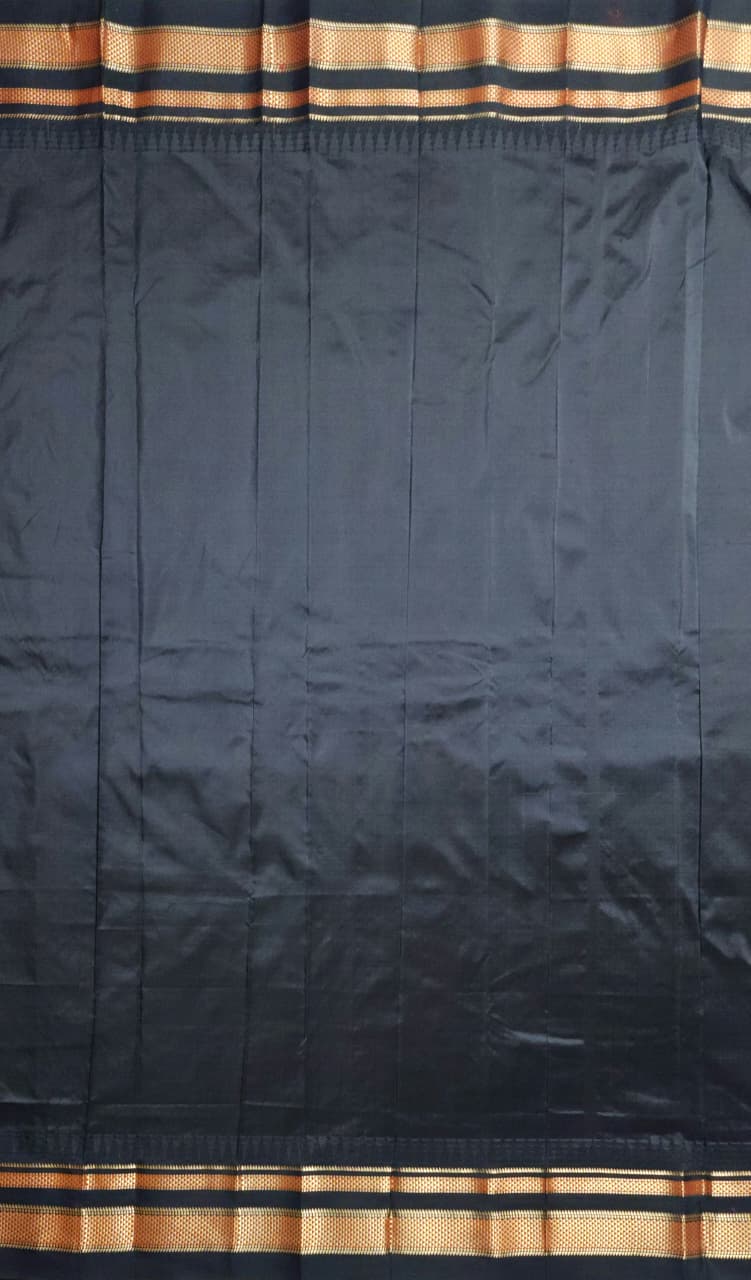 Crimson Red Gadwal Pure Ilkal Silk Saree with Rapid Stripes